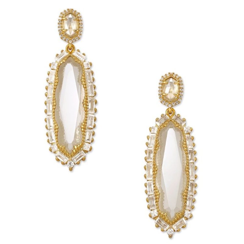 KENDRA SCOTT Kapri/Kalina Gold Statement Earrings in Lustre Glass NWOT